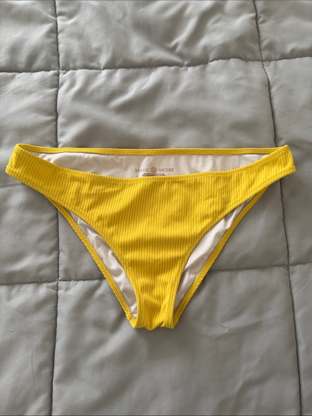 Shade and shore, yellow, ribbed, bikini, bottoms, medium